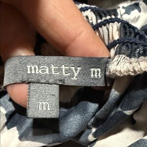 Matty M Navy and White Floral Blouse